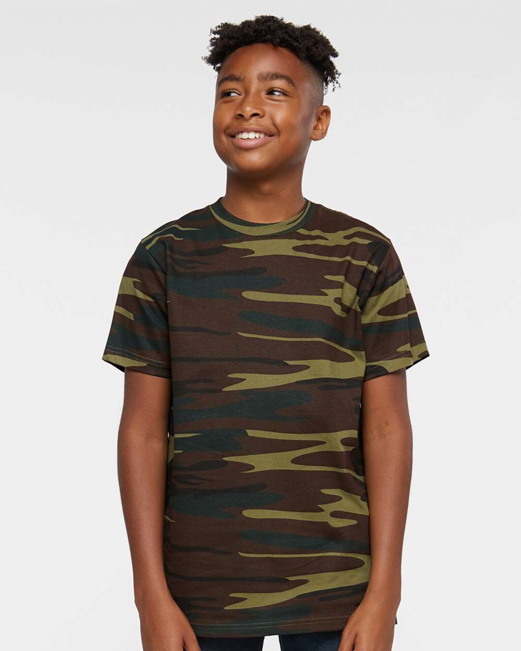 Youth Camouflage Crewneck Short Sleeve T-Shirt for School & Active Play Wear